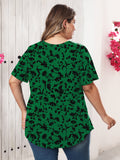 Women's Plus Size Blouse V-Neck Loose Fit Comfy Button Henley Shirt Short Sleeve
