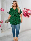 Women's Plus Size Blouse V-Neck Loose Fit Comfy Button Henley Shirt Short Sleeve