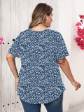 Women's Plus Size Blouse V-Neck Loose Fit Comfy Button Henley Shirt Short Sleeve