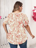 Women's Plus Size Blouse V-Neck Loose Fit Comfy Button Henley Shirt Short Sleeve