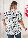 Women's Plus Size Blouse V-Neck Loose Fit Comfy Button Henley Shirt Short Sleeve