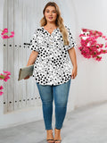 Women's Plus Size Blouse V-Neck Loose Fit Comfy Button Henley Shirt Short Sleeve