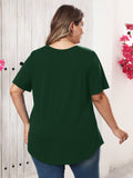 Women's Plus Size Blouse V-Neck Loose Fit Comfy Button Henley Shirt Short Sleeve