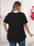 Women's Plus Size Blouse V-Neck Loose Fit Comfy Button Henley Shirt Short Sleeve