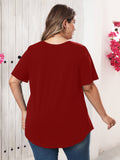 Women's Plus Size Blouse V-Neck Loose Fit Comfy Button Henley Shirt Short Sleeve
