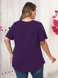 Women's Plus Size Blouse V-Neck Loose Fit Comfy Button Henley Shirt Short Sleeve