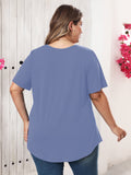 Women's Plus Size Blouse V-Neck Loose Fit Comfy Button Henley Shirt Short Sleeve