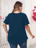 Women's Plus Size Blouse V-Neck Loose Fit Comfy Button Henley Shirt Short Sleeve