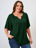 SHOWMALL Women's Plus Szie Tops V Neck Loose Fit Short Sleeve Casual Blouse for Summer Relaxed Style Shirts Everyday Wear Outfit