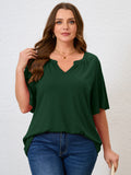 SHOWMALL Women's Plus Szie Tops V Neck Loose Fit Short Sleeve Casual Blouse for Summer Relaxed Style Shirts Everyday Wear Outfit