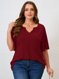 SHOWMALL Women's Plus Szie Tops V Neck Loose Fit Short Sleeve Casual Blouse for Summer Relaxed Style Shirts Everyday Wear Outfit