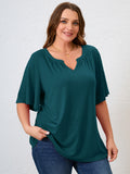 SHOWMALL Women's Plus Szie Tops V Neck Loose Fit Short Sleeve Casual Blouse for Summer Relaxed Style Shirts Everyday Wear Outfit