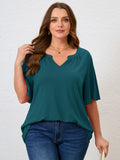 SHOWMALL Women's Plus Szie Tops V Neck Loose Fit Short Sleeve Casual Blouse for Summer Relaxed Style Shirts Everyday Wear Outfit
