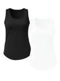 SHOWMALL 2 Pack Plus Size Sleeveless Tops for Women, Flattering Curved Hem Flowy Tank Tops, Casual Floral Shirts
