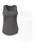 SHOWMALL 2 Pack Plus Size Sleeveless Tops for Women, Flattering Curved Hem Flowy Tank Tops, Casual Floral Shirts