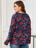 SHOWMALL Women's Plus Size Long Sleeve Tunic Top, Lace Trim Crew Neck Loose Fit Casual Blouse