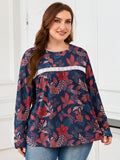 SHOWMALL Women's Plus Size Long Sleeve Tunic Top, Lace Trim Crew Neck Loose Fit Casual Blouse