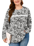 SHOWMALL Women's Plus Size Long Sleeve Tunic Top, Lace Trim Crew Neck Loose Fit Casual Blouse