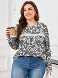 SHOWMALL Women's Plus Size Long Sleeve Tunic Top, Lace Trim Crew Neck Loose Fit Casual Blouse