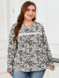 SHOWMALL Women's Plus Size Long Sleeve Tunic Top, Lace Trim Crew Neck Loose Fit Casual Blouse