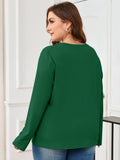 SHOWMALL Women's Plus Size Long Sleeve Tunic Top, Lace Trim Crew Neck Loose Fit Casual Blouse