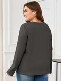 SHOWMALL Women's Plus Size Long Sleeve Tunic Top, Lace Trim Crew Neck Loose Fit Casual Blouse