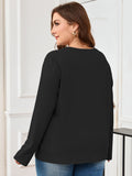 SHOWMALL Women's Plus Size Long Sleeve Tunic Top, Lace Trim Crew Neck Loose Fit Casual Blouse