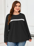 SHOWMALL Women's Plus Size Long Sleeve Tunic Top, Lace Trim Crew Neck Loose Fit Casual Blouse