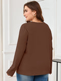SHOWMALL Women's Plus Size Long Sleeve Tunic Top, Lace Trim Crew Neck Loose Fit Casual Blouse