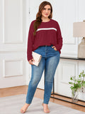 SHOWMALL Women's Plus Size Long Sleeve Tunic Top, Lace Trim Crew Neck Loose Fit Casual Blouse