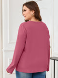 SHOWMALL Women's Plus Size Long Sleeve Tunic Top, Lace Trim Crew Neck Loose Fit Casual Blouse