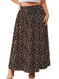 SHOWMALL Women's Plus Size High Waisted Maxi Skirts with Pockets, Boho Flowy A-Line Long Skirt, Casual Summer Beach Skirt with Drawstring