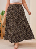 SHOWMALL Women's Plus Size High Waisted Maxi Skirts with Pockets, Boho Flowy A-Line Long Skirt, Casual Summer Beach Skirt with Drawstring