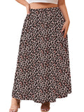 SHOWMALL Women's Plus Size High Waisted Maxi Skirts with Pockets, Boho Flowy A-Line Long Skirt, Casual Summer Beach Skirt with Drawstring