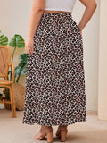 SHOWMALL Women's Plus Size High Waisted Maxi Skirts with Pockets, Boho Flowy A-Line Long Skirt, Casual Summer Beach Skirt with Drawstring