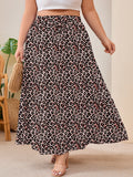 SHOWMALL Women's Plus Size High Waisted Maxi Skirts with Pockets, Boho Flowy A-Line Long Skirt, Casual Summer Beach Skirt with Drawstring
