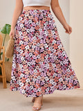 SHOWMALL Women's Plus Size High Waisted Maxi Skirts with Pockets, Boho Flowy A-Line Long Skirt, Casual Summer Beach Skirt with Drawstring