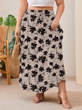 SHOWMALL Women's Plus Size High Waisted Maxi Skirts with Pockets, Boho Flowy A-Line Long Skirt, Casual Summer Beach Skirt with Drawstring