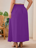 SHOWMALL Women's Plus Size High Waisted Maxi Skirts with Pockets, Boho Flowy A-Line Long Skirt, Casual Summer Beach Skirt with Drawstring
