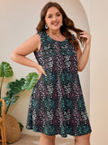 SHOWMALL Women's Plus Size Sleeveless Dress with Pockets, Summer Beach Sundress, Pleated Chest Tank Dress for Vacation & Casual Wear