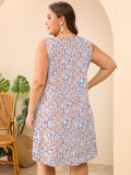 SHOWMALL Women's Plus Size Sleeveless Dress with Pockets, Summer Beach Sundress, Pleated Chest Tank Dress for Vacation & Casual Wear