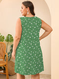 SHOWMALL Women's Plus Size Sleeveless Dress with Pockets, Summer Beach Sundress, Pleated Chest Tank Dress for Vacation & Casual Wear
