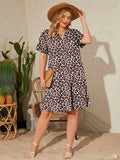SHOWMALL Women's Plus Casual Dresses V Neck Short Beach Summer Sundress with Pockets