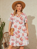 SHOWMALL Women's Plus Casual Dresses V Neck Short Beach Summer Sundress with Pockets