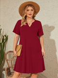 SHOWMALL Women's Plus Casual Dresses V Neck Short Beach Summer Sundress with Pockets