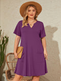 SHOWMALL Women's Plus Casual Dresses V Neck Short Beach Summer Sundress with Pockets