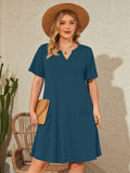 SHOWMALL Women's Plus Casual Dresses V Neck Short Beach Summer Sundress with Pockets