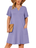 SHOWMALL Women's Plus Casual Dresses V Neck Short Beach Summer Sundress with Pockets