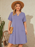 SHOWMALL Women's Plus Casual Dresses V Neck Short Beach Summer Sundress with Pockets