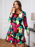 SHOWMALL Women's Plus Size Long Sleeve Dress, Swing A-Line with Pockets